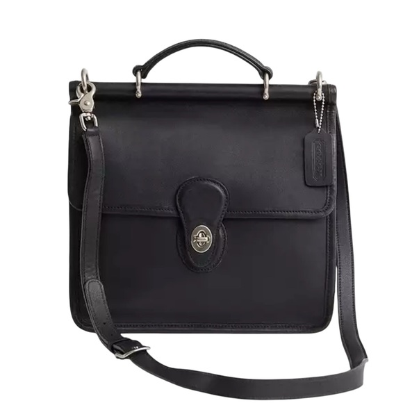 VTG Coach Crossbody Shoulder Bag 9927 Willis Black Leather Brass - Picture 1 of 11